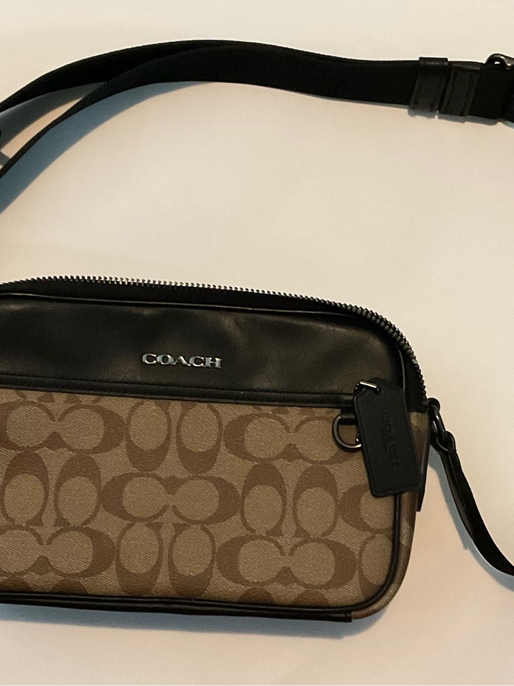 Coach Men's Signature Belt Bag in Brown and Black